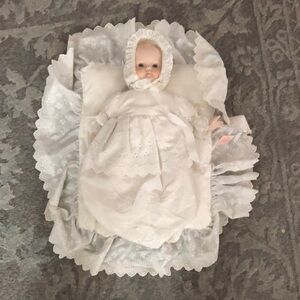 White Lace Baby Doll with Bonnet